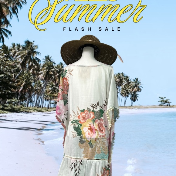 Z&L Floral Kaftan Cover-Up (HAT not included) - Picture 4 of 7